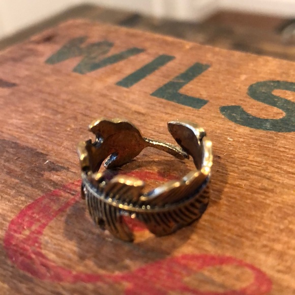 Gold Wrap Leaf Adjustable Boho Ring - Picture 2 of 7